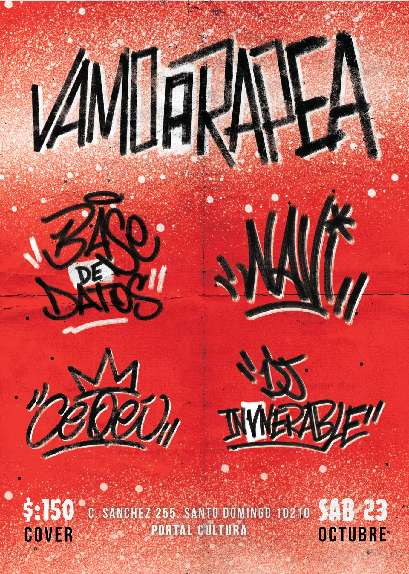 “Vamo a rapea” poster with hand tags, 2021