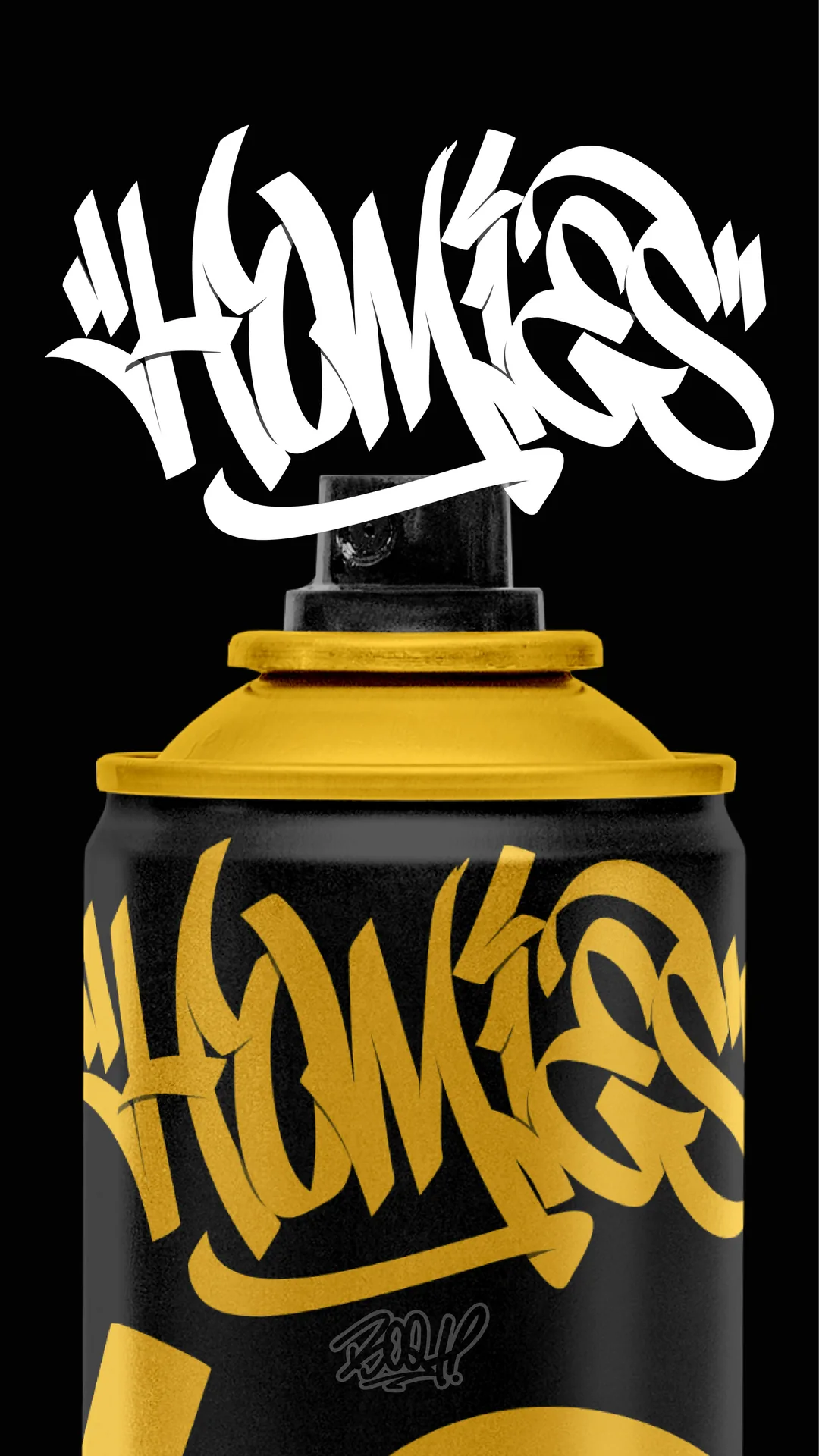 “Homies” tag on a spray can mockup, 2020