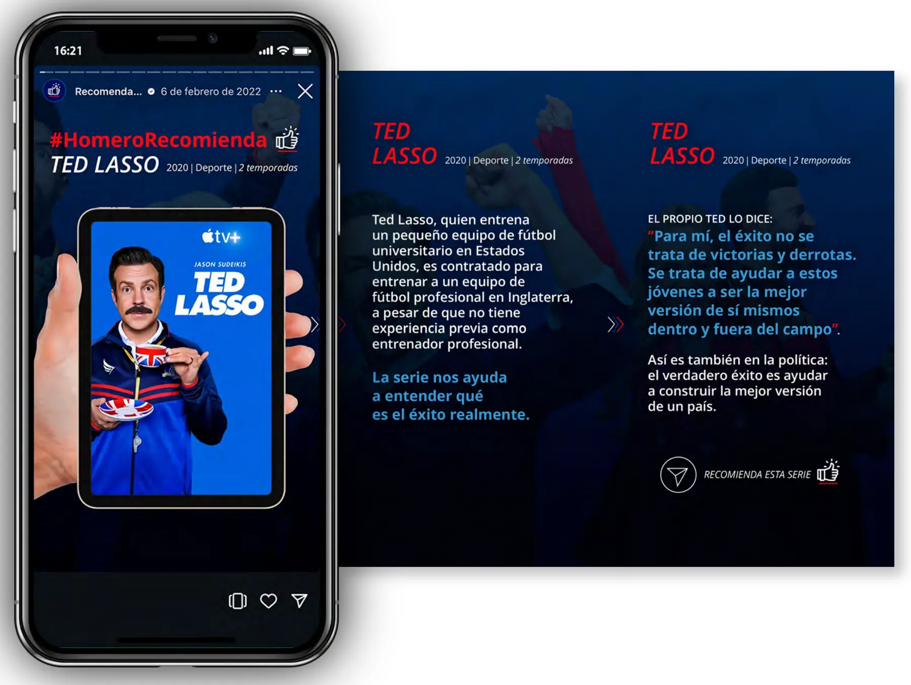 #HomeroRecomienda Ted Lasso story and slides